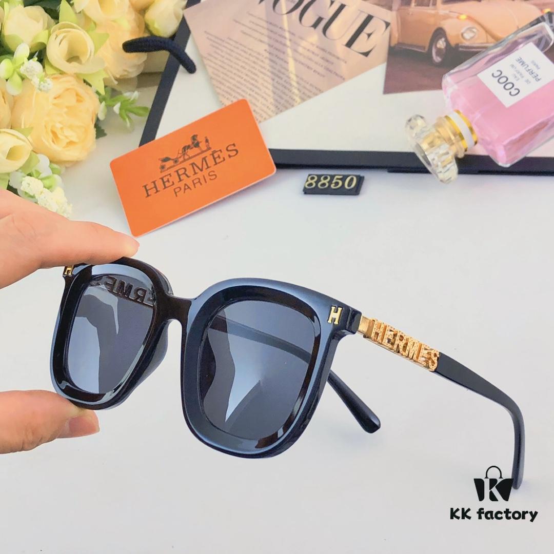 Hermes Fashion Sunglasses New Arrival Metal Temples High-Quality Slimming Sunglasses with H Logo, Street Snap Influencer Glasses