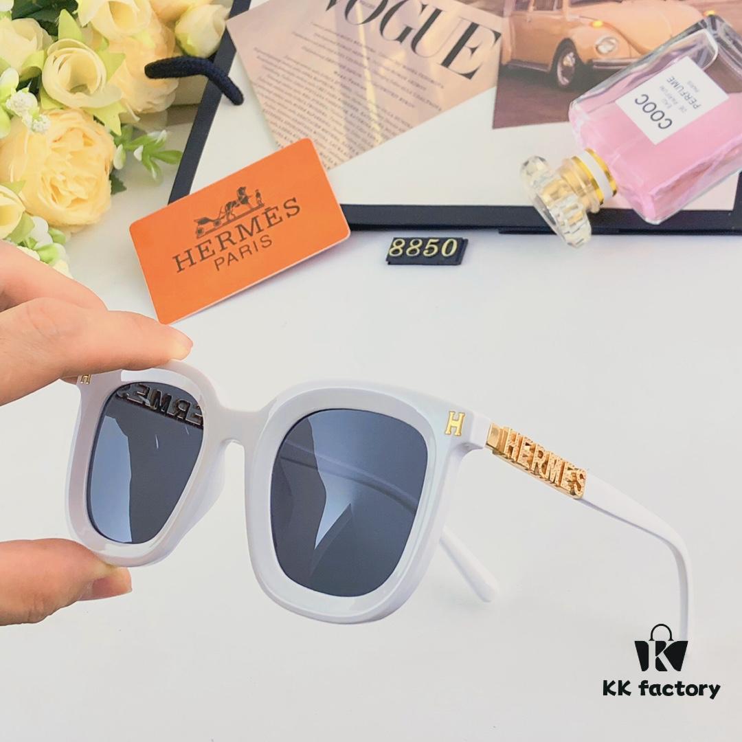 Hermes Fashion Sunglasses New Arrival Metal Temples High-Quality Slimming Sunglasses with H Logo, Street Snap Influencer Glasses