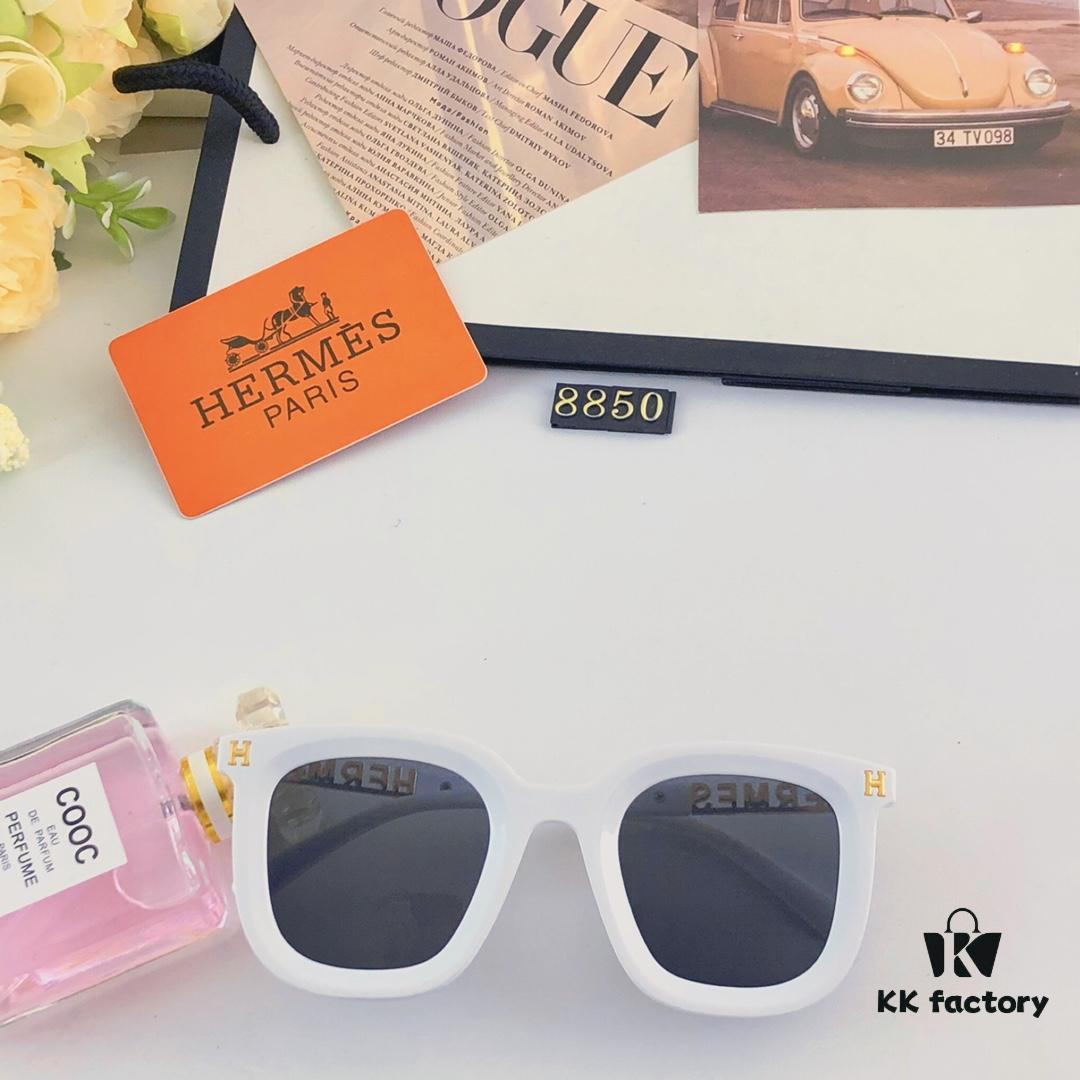 Hermes Fashion Sunglasses New Arrival Metal Temples High-Quality Slimming Sunglasses with H Logo, Street Snap Influencer Glasses