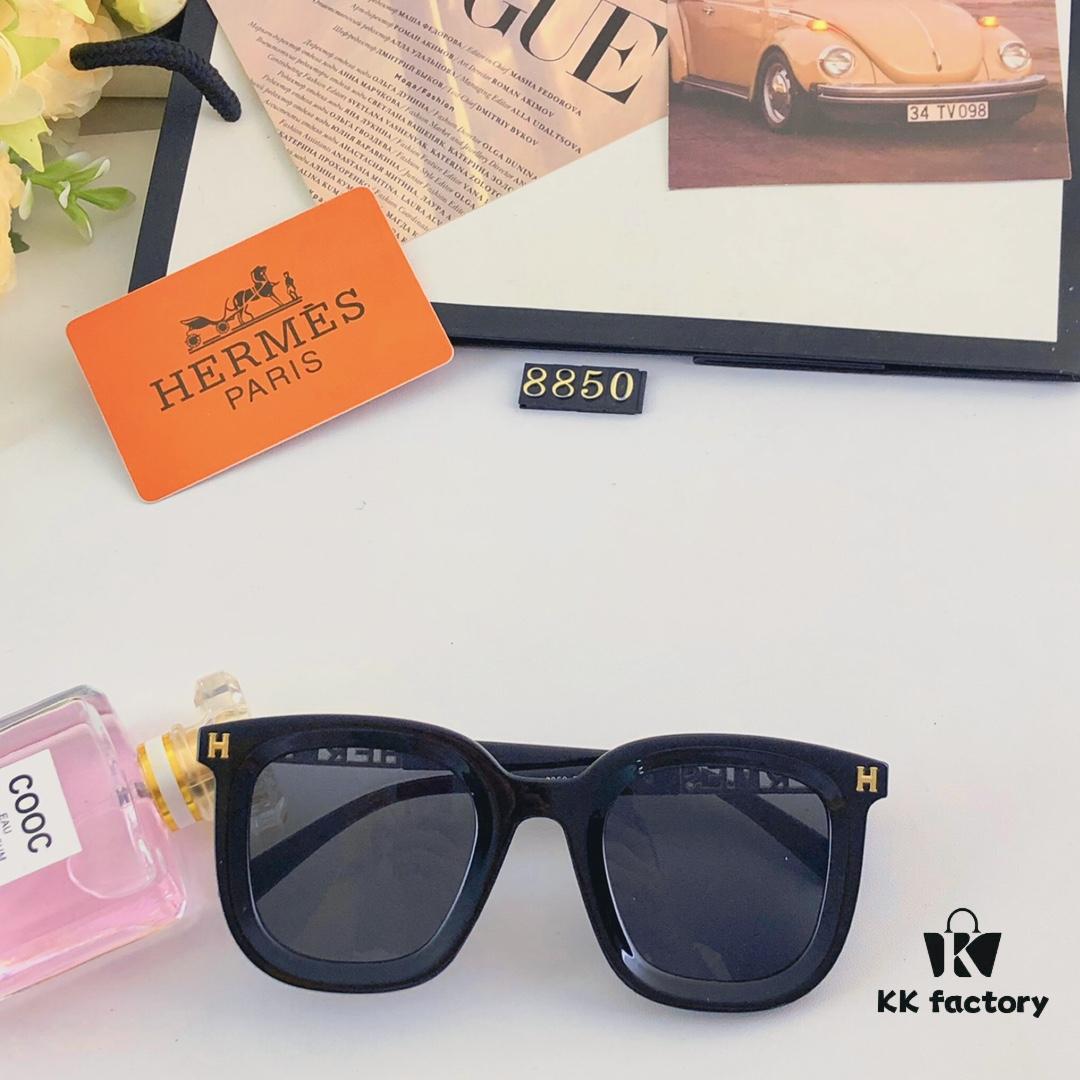 Hermes Fashion Sunglasses New Arrival Metal Temples High-Quality Slimming Sunglasses with H Logo, Street Snap Influencer Glasses