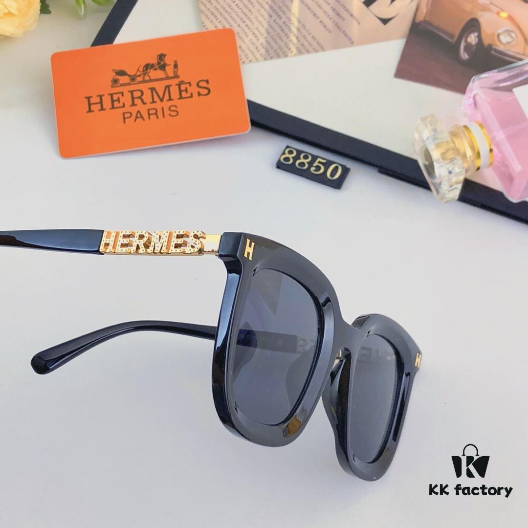 Hermes Fashion Sunglasses New Arrival Metal Temples High-Quality Slimming Sunglasses with H Logo, Street Snap Influencer Glasses