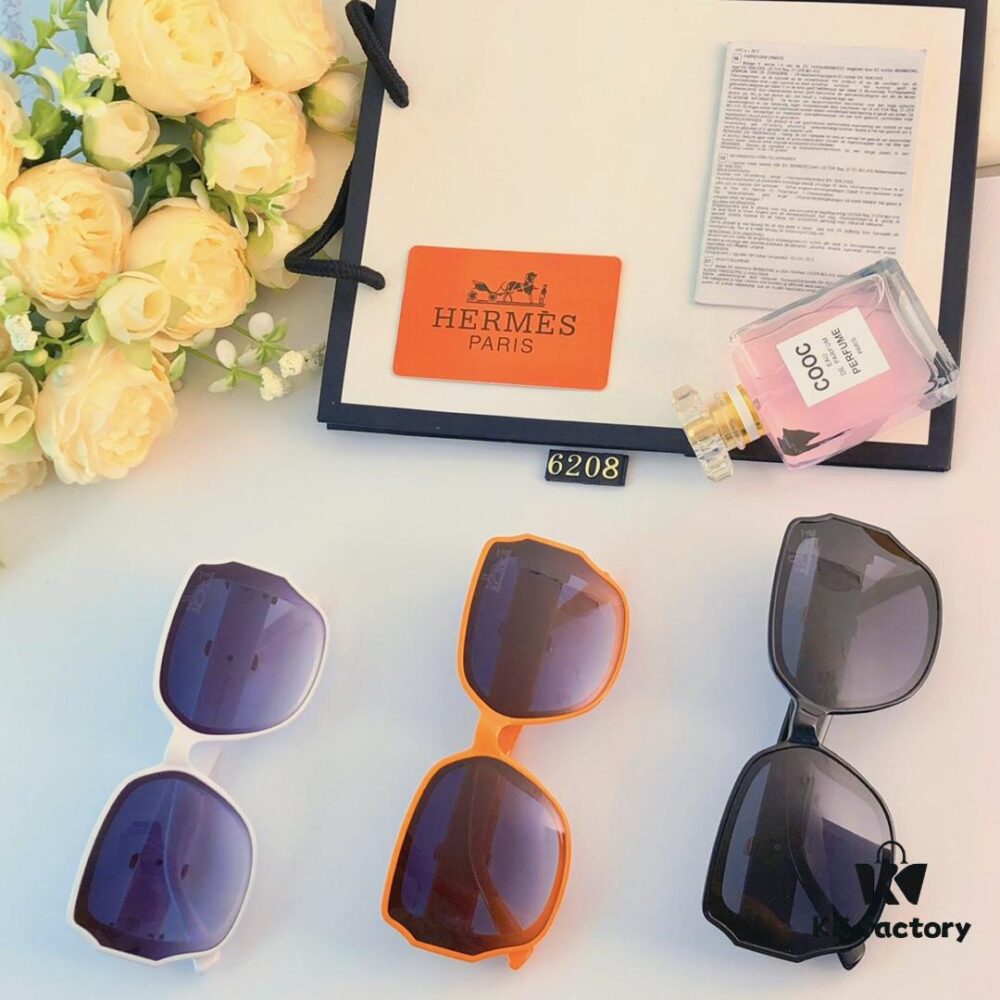 Hermes Vintage Square Sunglasses for Women, Fashionable and Elegant Round-Face Flattering UV Protection Sunglasses, New Stylish and Versatile Sun Glasses