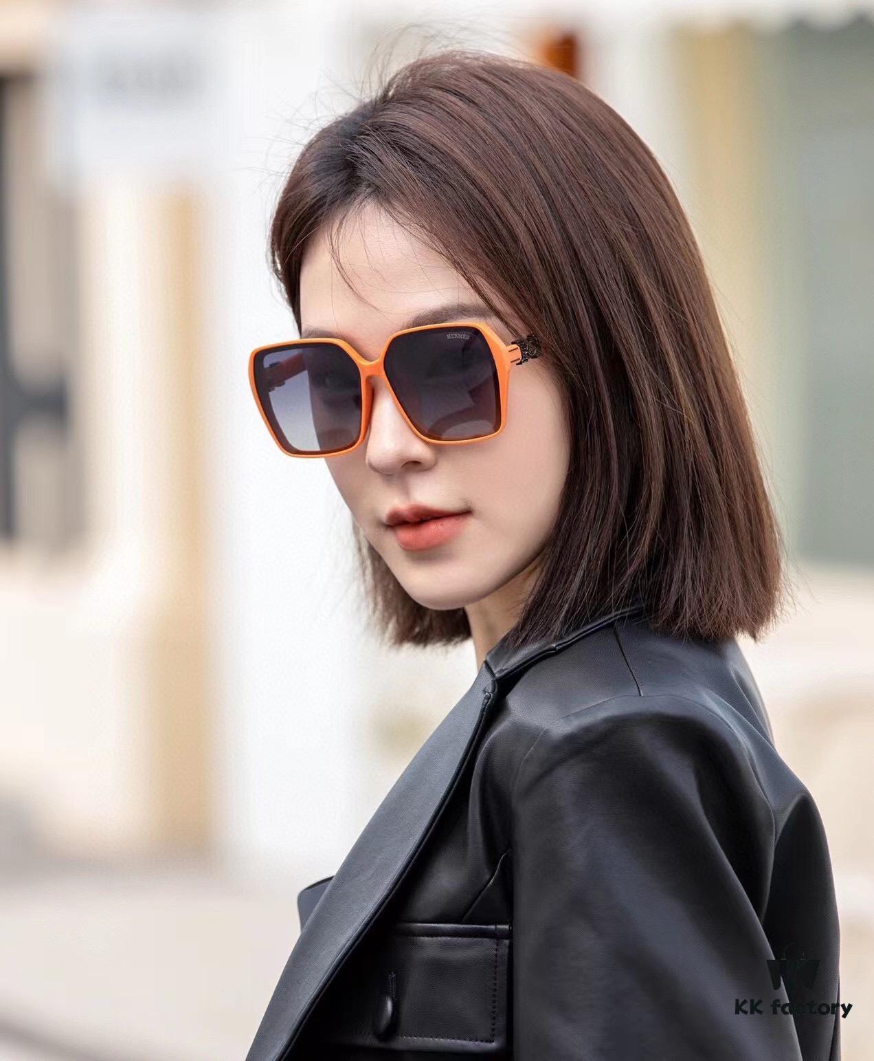 HERMES 2024 Spring New Arrival Original Release Famous Influencer Ultra-Hot Selling Luxurious Square Sunglasses