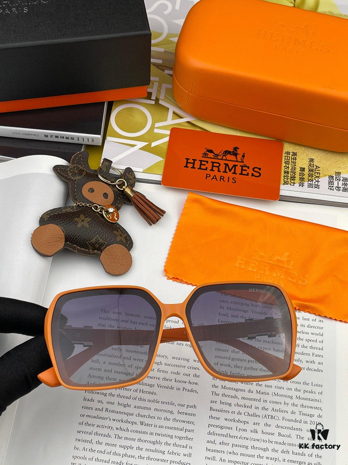 HERMES 2024 Spring New Arrival Original Release Famous Influencer Ultra-Hot Selling Luxurious Square Sunglasses