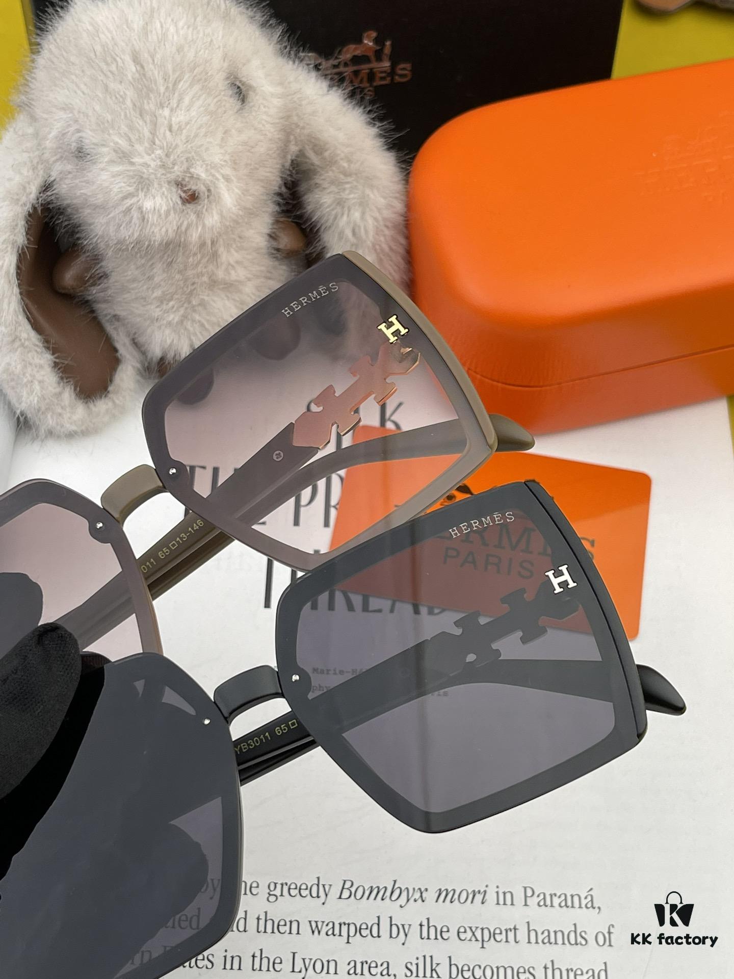 HERMES 2024 Spring New Arrival Original Release Famous Online Ultra Popular Blue Classic Luxury Sunglasses Square Frame Sun Glasses