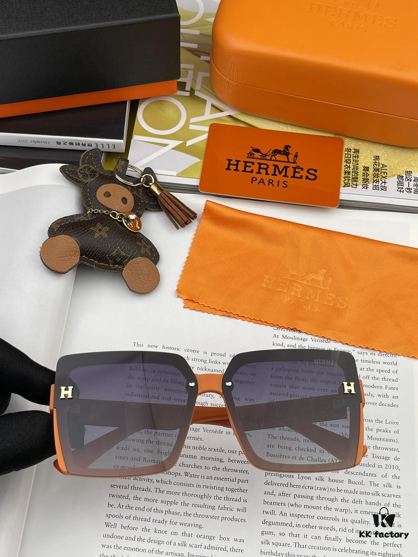 HERMES Spring 2023 New Arrival Original Luxury Square Sunglasses H1245