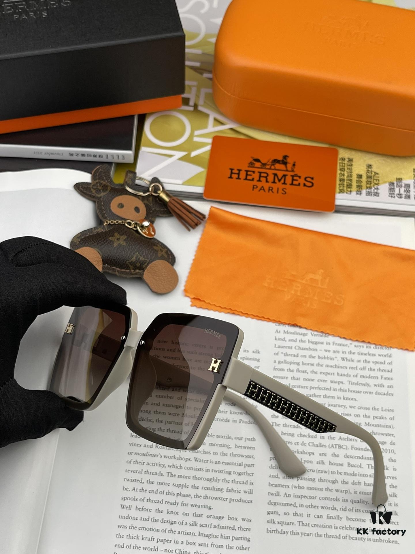 HERMES Spring 2023 New Arrival Original Luxury Square Sunglasses H1245