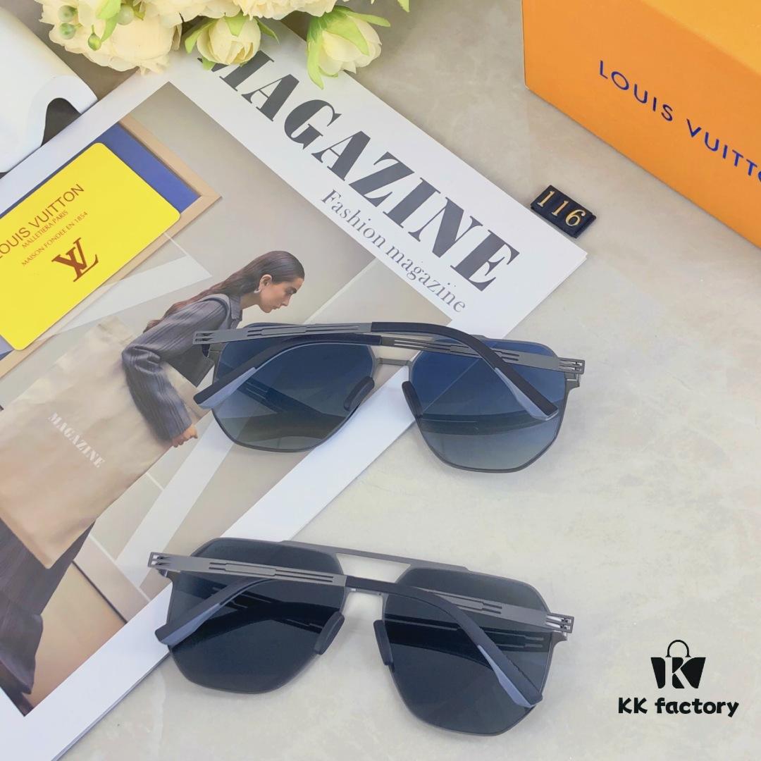 Louis Vuitton New Summer Nylon Polarized Sunglasses for Men, Ultra-light Polygonal UV Protection Glasses for Driving and Fishing