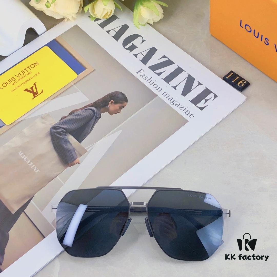 Louis Vuitton New Summer Nylon Polarized Sunglasses for Men, Ultra-light Polygonal UV Protection Glasses for Driving and Fishing