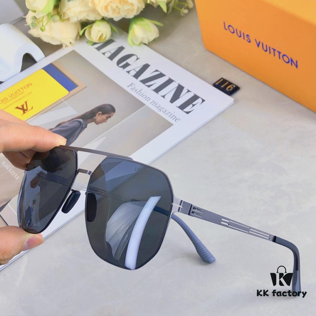 Louis Vuitton New Summer Nylon Polarized Sunglasses for Men, Ultra-light Polygonal UV Protection Glasses for Driving and Fishing