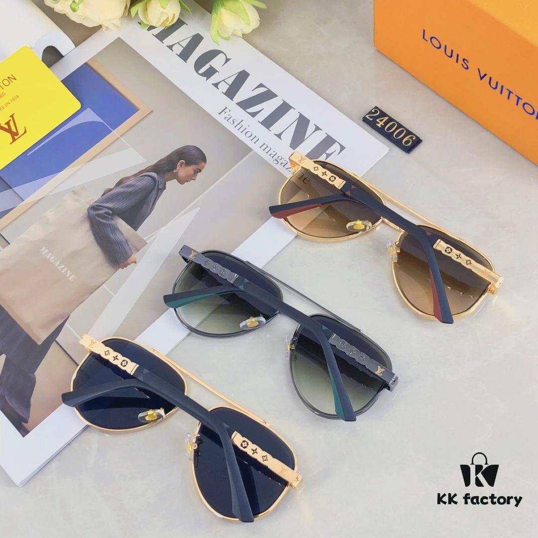 Louis Vuitton Unisex Retro Pilot Sunglasses, Stylish Sun Protection Glasses for Couples, Fashionable Vintage Look for Street Photography, Travel and Outdoor Use