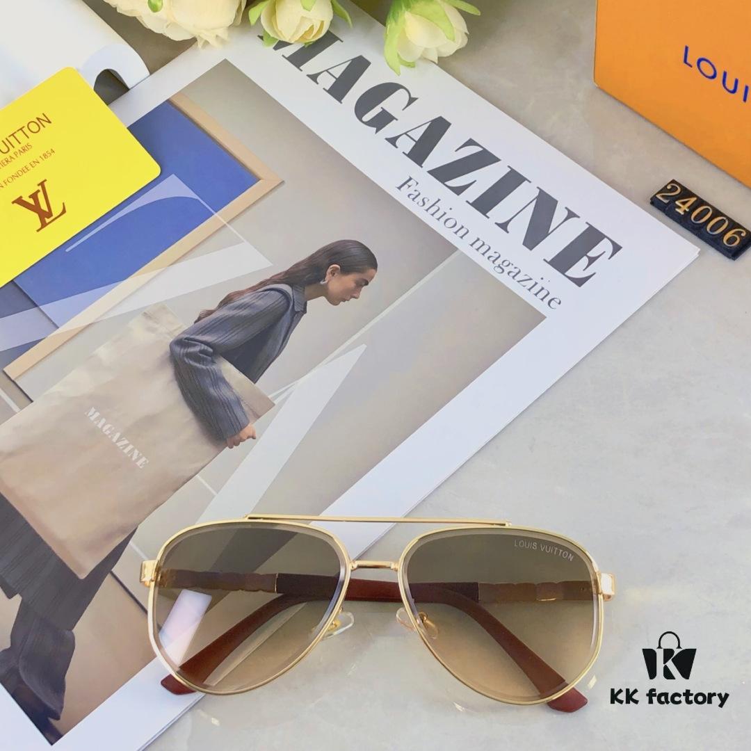 Louis Vuitton Unisex Retro Pilot Sunglasses, Stylish Sun Protection Glasses for Couples, Fashionable Vintage Look for Street Photography, Travel and Outdoor Use