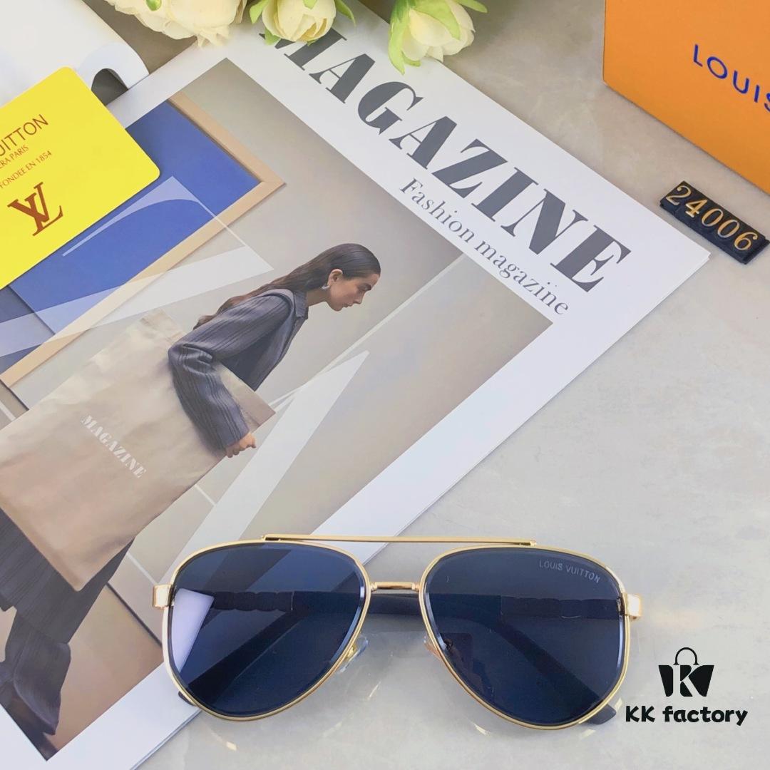 Louis Vuitton Unisex Retro Pilot Sunglasses, Stylish Sun Protection Glasses for Couples, Fashionable Vintage Look for Street Photography, Travel and Outdoor Use