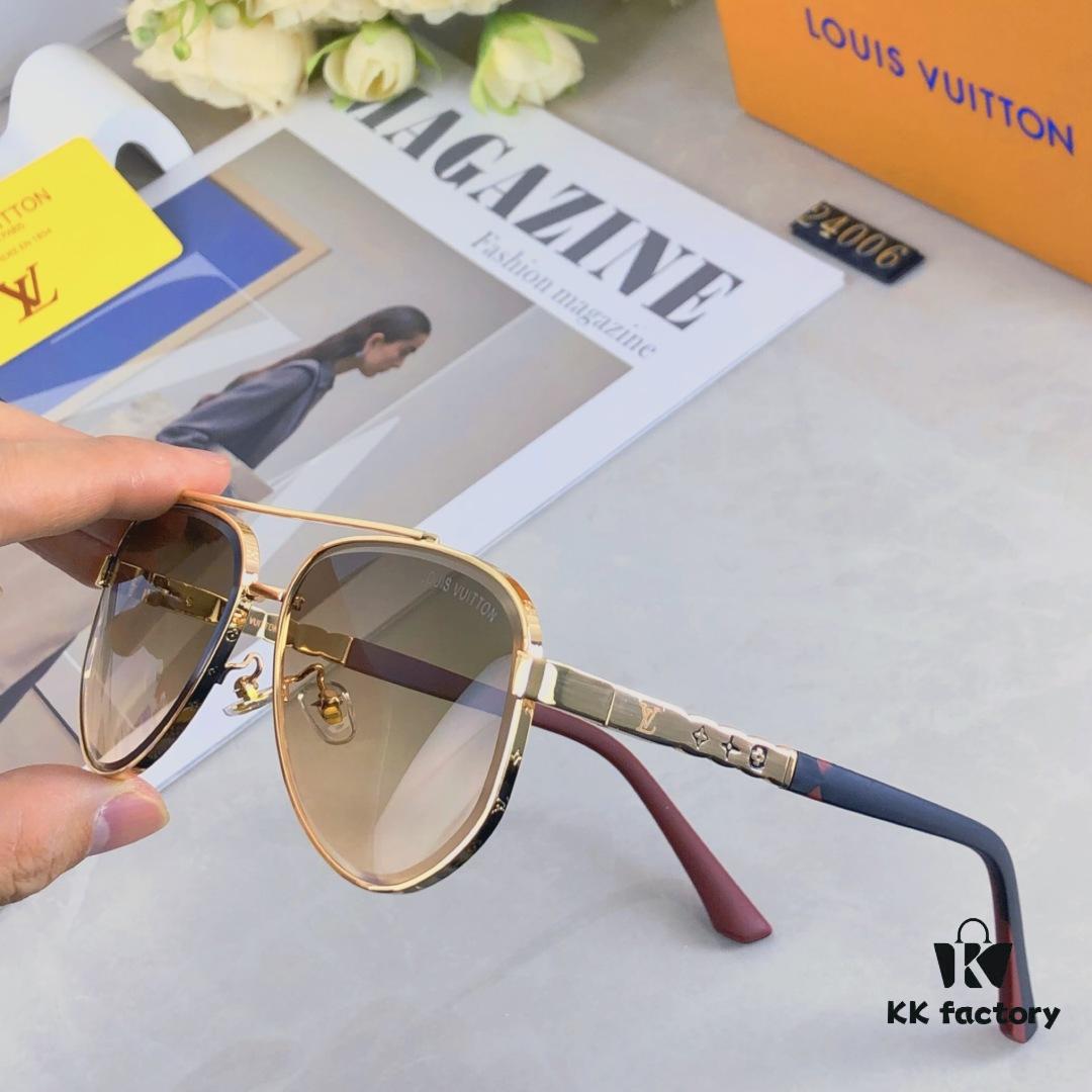 Louis Vuitton Unisex Retro Pilot Sunglasses, Stylish Sun Protection Glasses for Couples, Fashionable Vintage Look for Street Photography, Travel and Outdoor Use