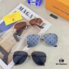 Louis Vuitton Korean-Style Double-Bridge Round Aviator Sunglasses for Men and Women, Fashionable UV-Protective Driving and Outdoor Sun Glasses