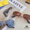 Louis Vuitton Korean-Style Double-Bridge Round Aviator Sunglasses for Men and Women, Fashionable UV-Protective Driving and Outdoor Sun Glasses