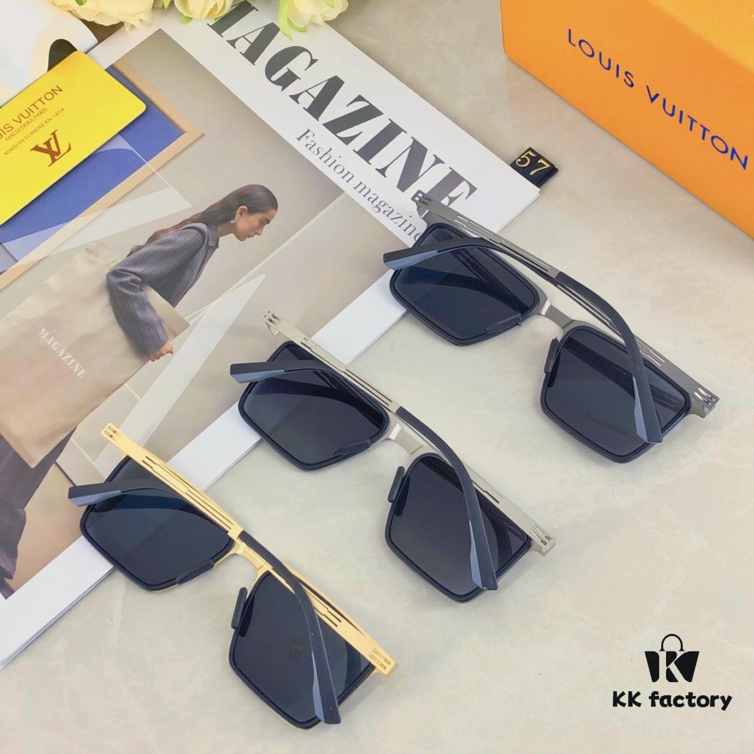 Louis Vuitton 2025 New Square Korean-Style Rigid Steel Nylon Frame Polarized Sunglasses Unisex Driving Stylish UV Protection Eyewear