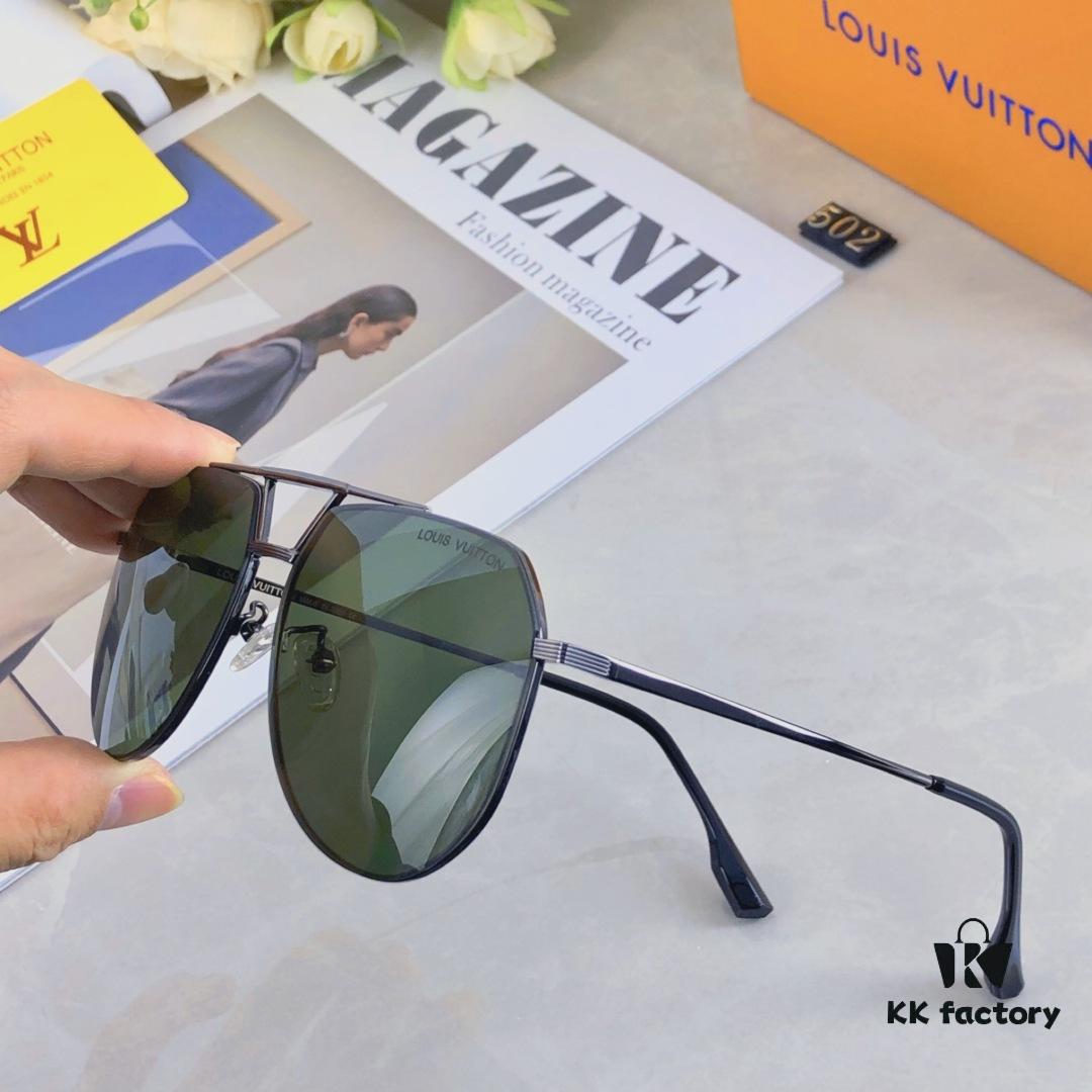 Louis Vuitton New Arrival Nylon Fashion Double-Bridge Sunglasses Pilot Polarized Sunglasses for Men Outdoor Fishing Frog Eye Glasses