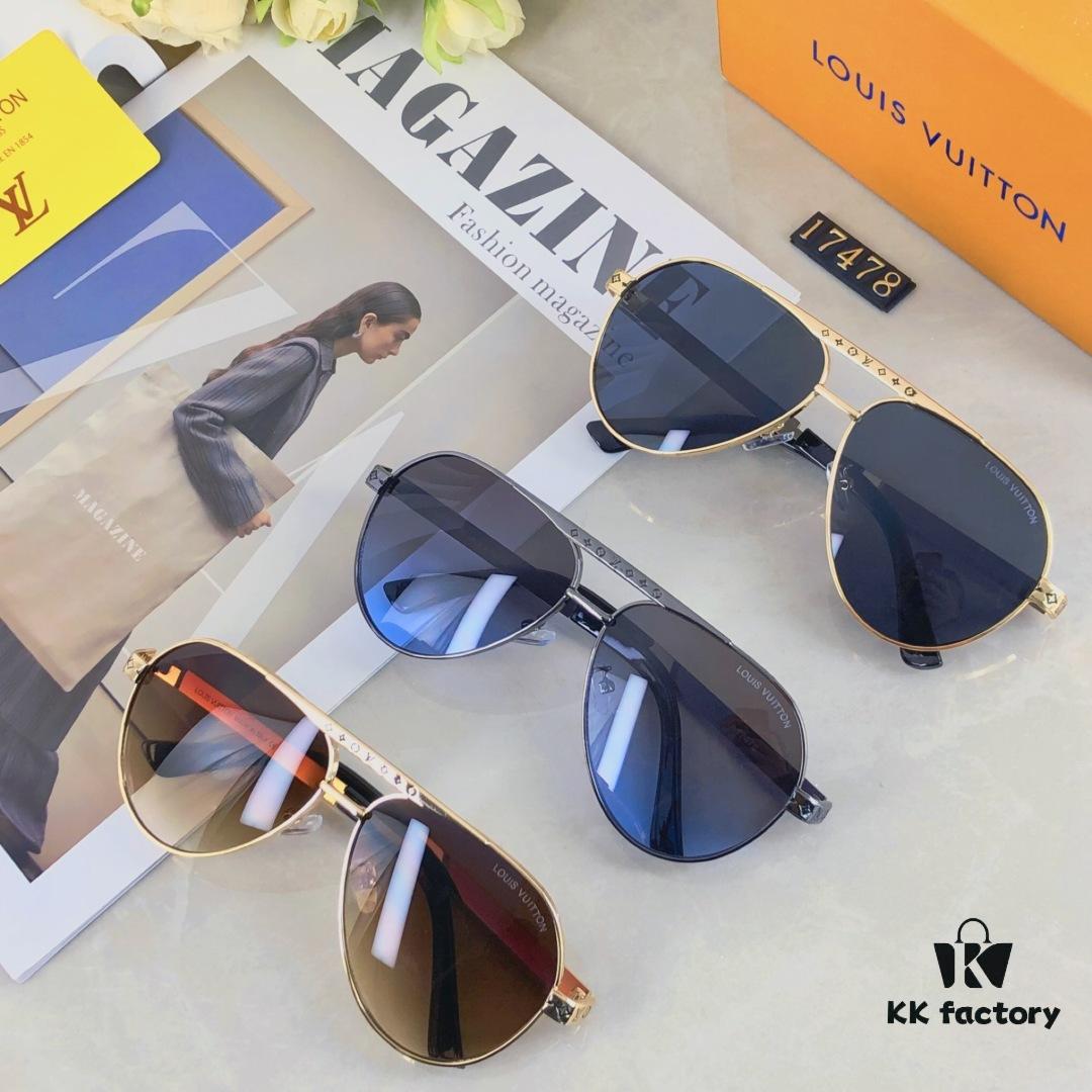 Louis Vuitton Fashion Dual-Bridge Business Pilot Aviator Sunglasses Outdoor Sports Driving Shades