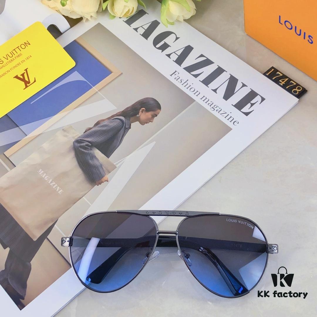 Louis Vuitton Fashion Dual-Bridge Business Pilot Aviator Sunglasses Outdoor Sports Driving Shades