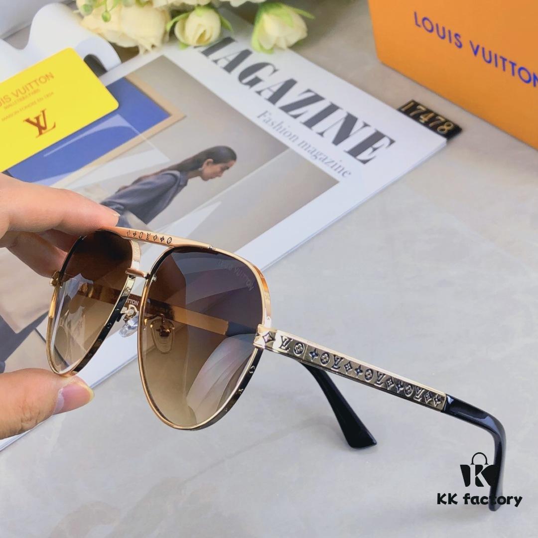 Louis Vuitton Fashion Dual-Bridge Business Pilot Aviator Sunglasses Outdoor Sports Driving Shades