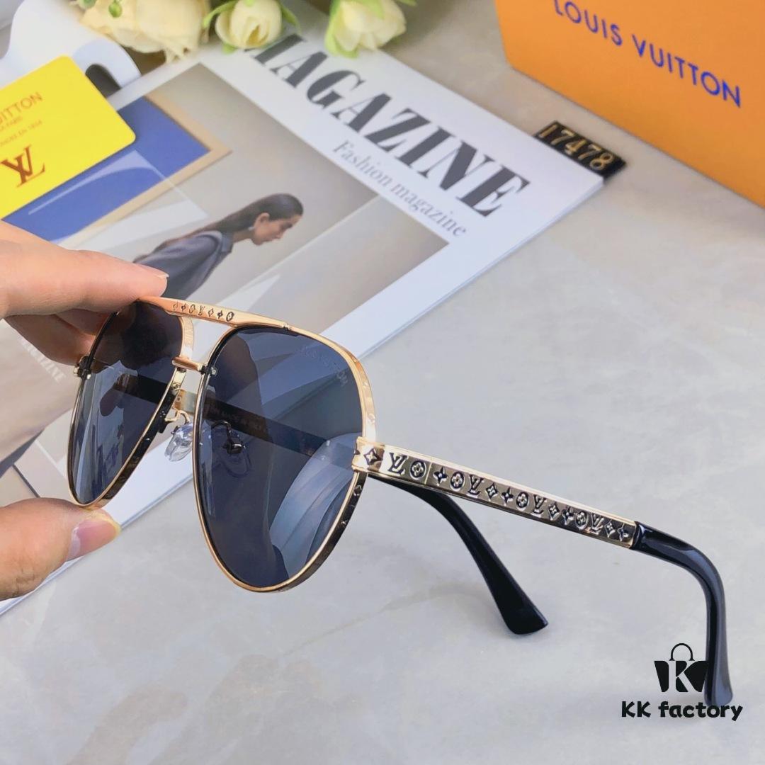 Louis Vuitton Fashion Dual-Bridge Business Pilot Aviator Sunglasses Outdoor Sports Driving Shades