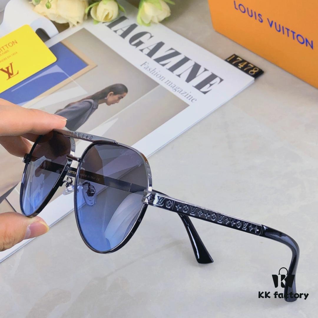 Louis Vuitton Fashion Dual-Bridge Business Pilot Aviator Sunglasses Outdoor Sports Driving Shades