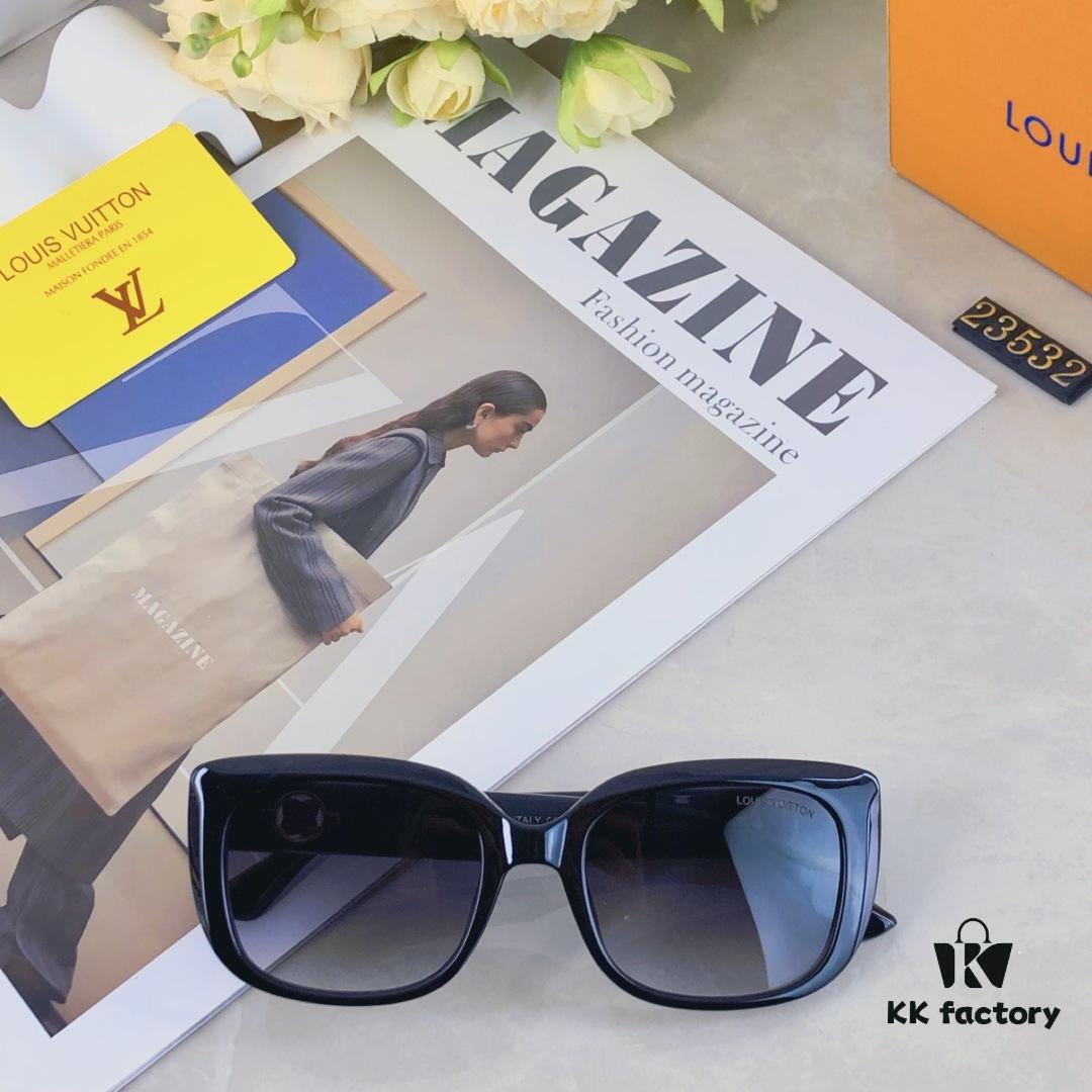 Louis Vuitton 2025 New Retro Cat-Eye Sunglasses for Women, Korean INS Style High-End Fashion Sun Glasses for Photo Poses, Driving and Trendy Look