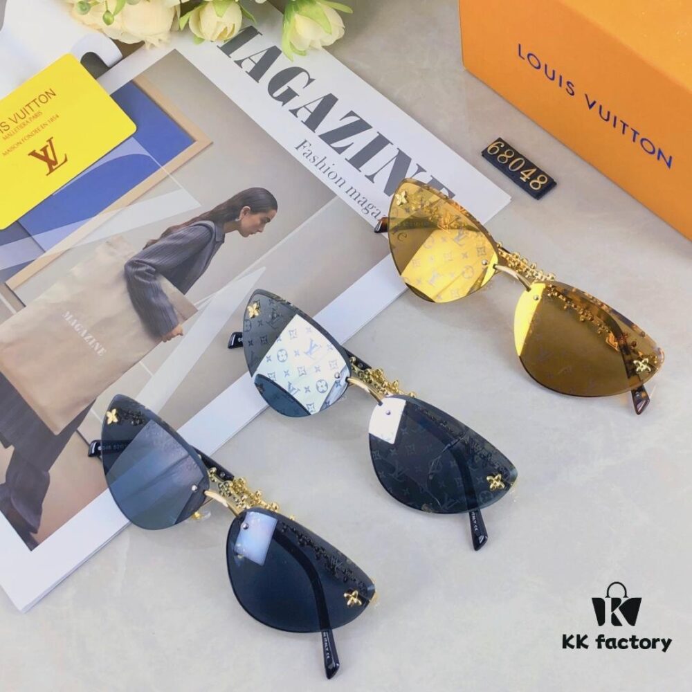 Louis Vuitton 2025 Luxury Women's Frameless Slimming Versatile Sunglasses, Clover Street Style Sun Glasses Featured on Xiaohongshu
