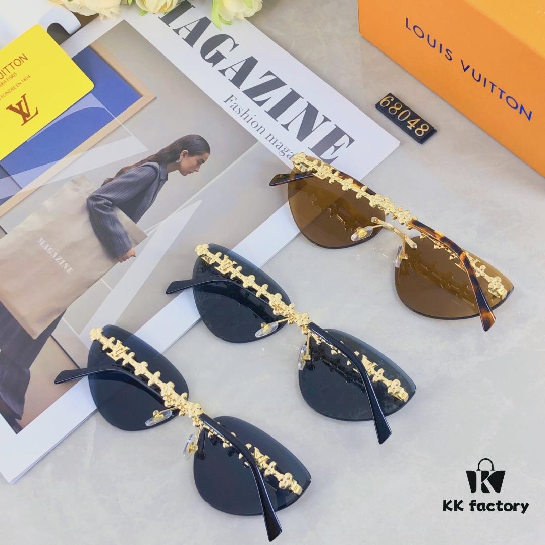 Louis Vuitton 2025 Luxury Women's Frameless Slimming Versatile Sunglasses, Clover Street Style Sun Glasses Featured on Xiaohongshu