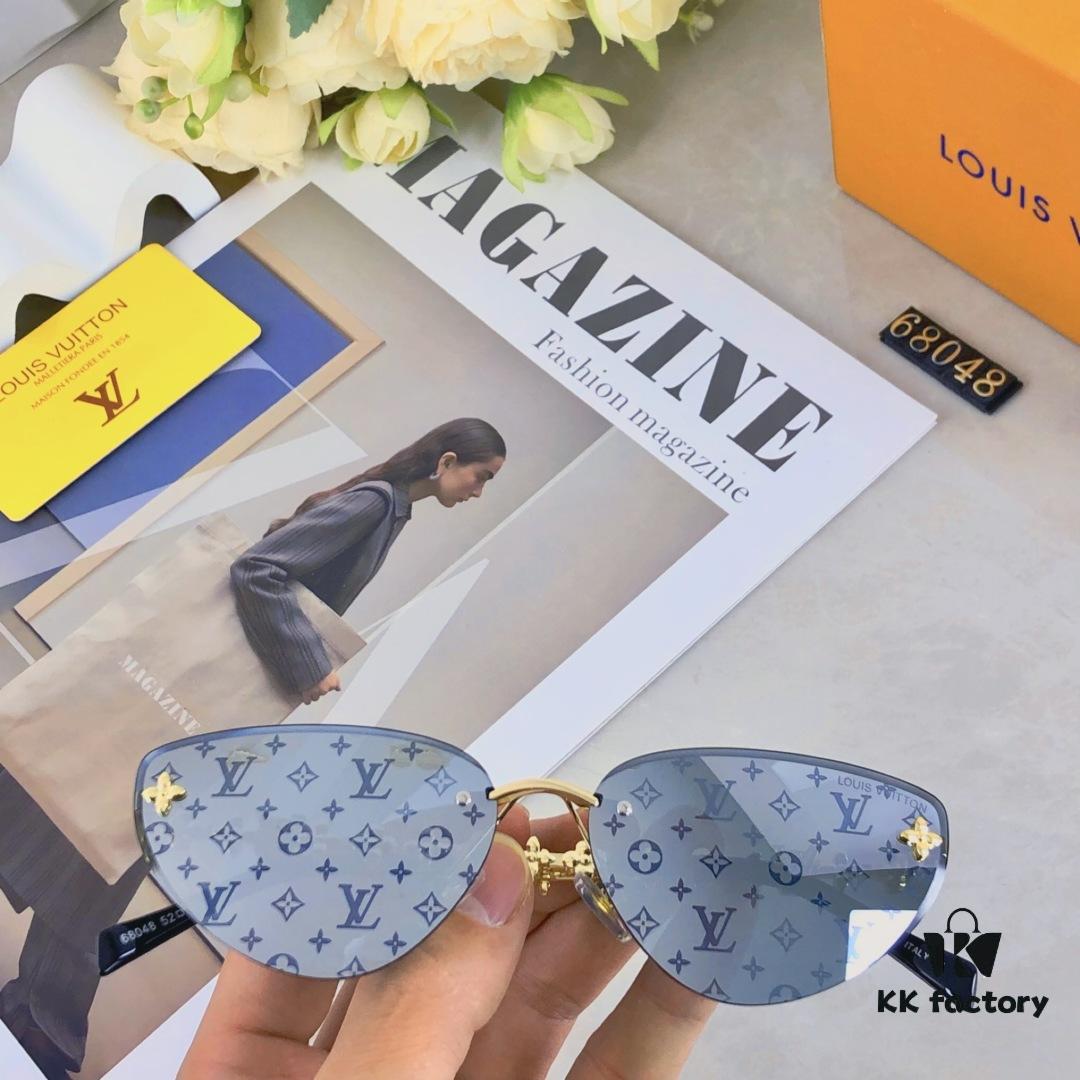 Louis Vuitton 2025 Luxury Women's Frameless Slimming Versatile Sunglasses, Clover Street Style Sun Glasses Featured on Xiaohongshu