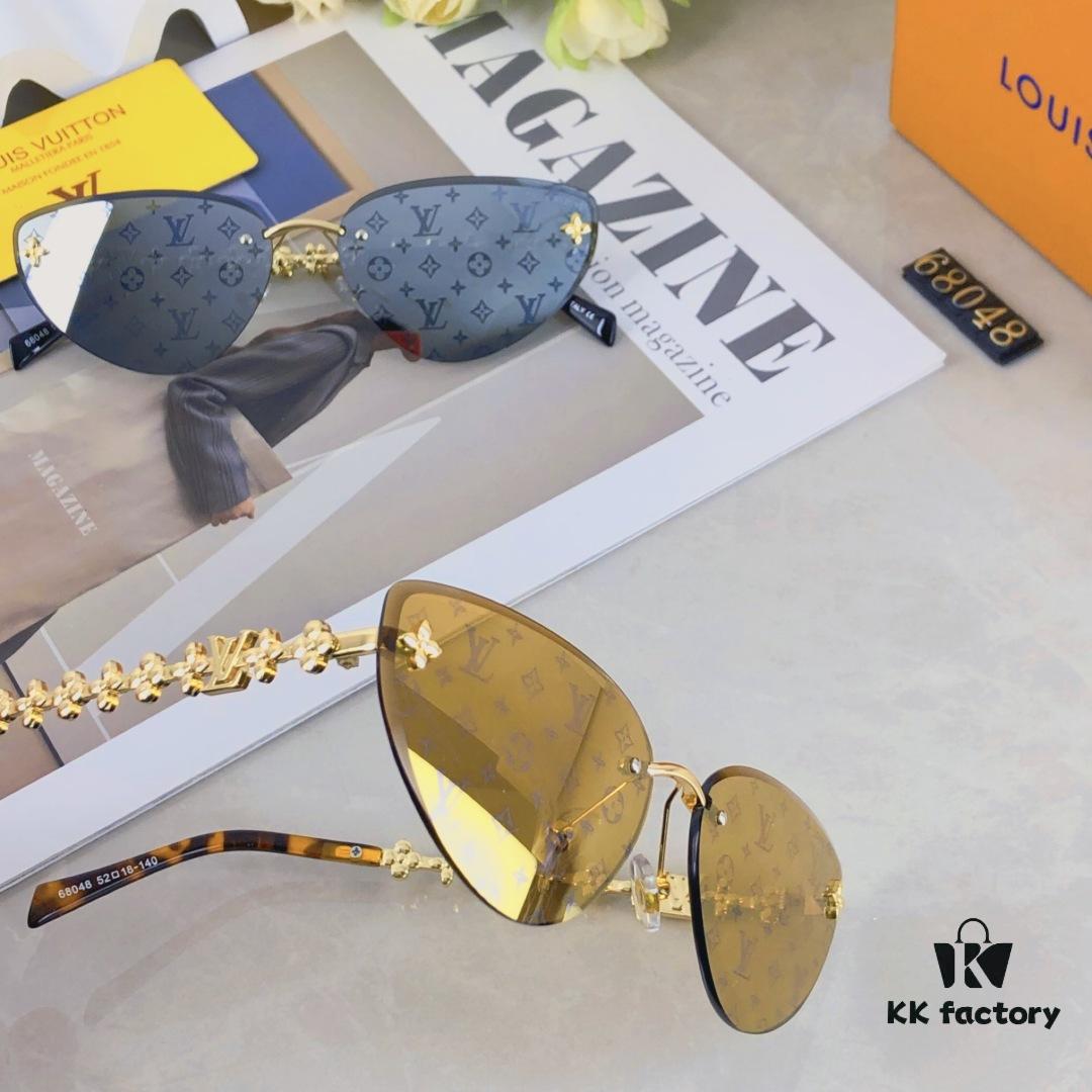 Louis Vuitton 2025 Luxury Women's Frameless Slimming Versatile Sunglasses, Clover Street Style Sun Glasses Featured on Xiaohongshu