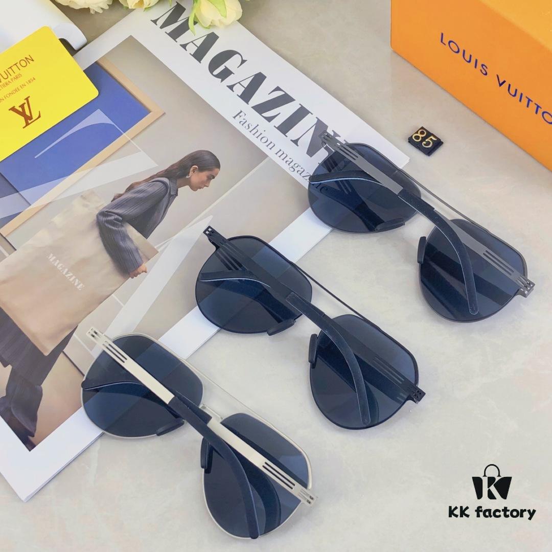 Louis Vuitton Summer New Arrival Polarized Sunglasses for Men, European and American Style Double-Bridge Pilot Nylon Outdoor Fishing Frog Eye Sunglasses