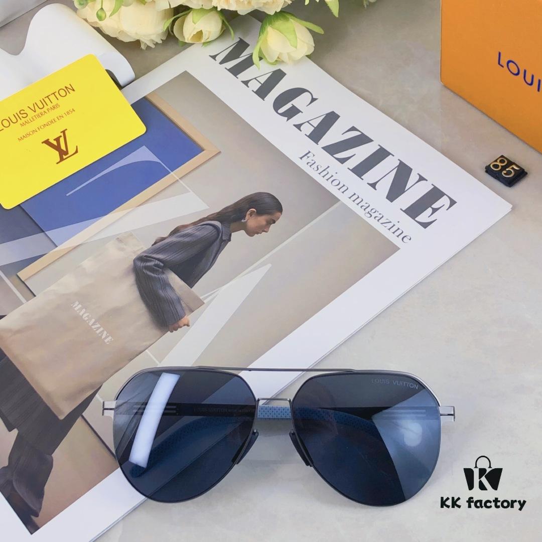 Louis Vuitton Summer New Arrival Polarized Sunglasses for Men, European and American Style Double-Bridge Pilot Nylon Outdoor Fishing Frog Eye Sunglasses