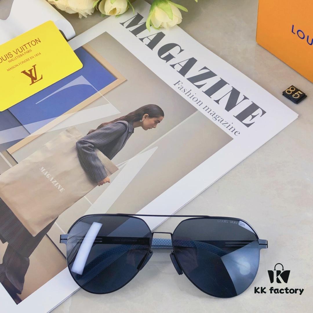 Louis Vuitton Summer New Arrival Polarized Sunglasses for Men, European and American Style Double-Bridge Pilot Nylon Outdoor Fishing Frog Eye Sunglasses