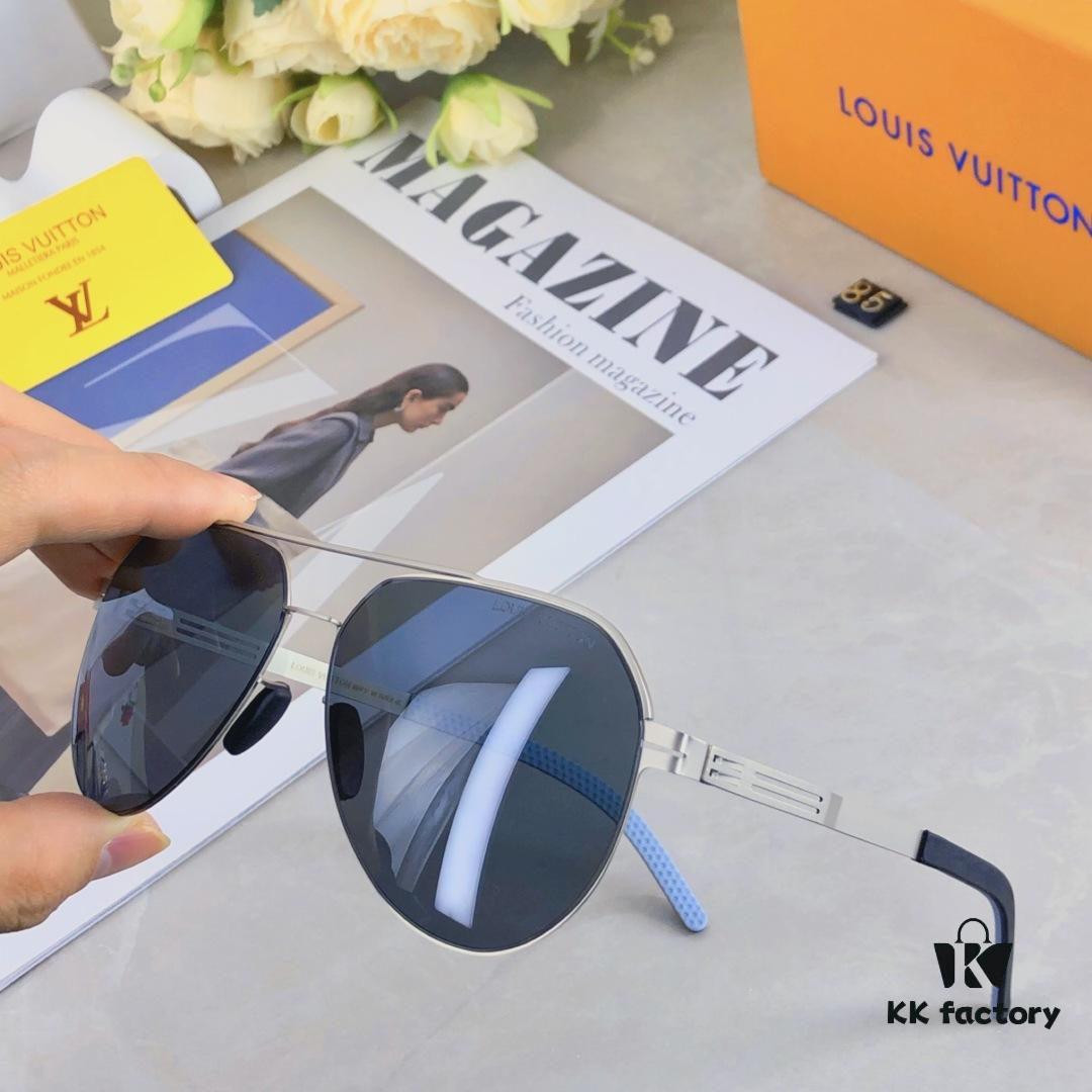 Louis Vuitton Summer New Arrival Polarized Sunglasses for Men, European and American Style Double-Bridge Pilot Nylon Outdoor Fishing Frog Eye Sunglasses
