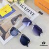 Louis Vuitton European and American Style Double-Bridge Frameless Sunglasses, Ins Aesthetic, High-End Fashion Round Sunnies, Influencer Street Snap Frog Eyewear