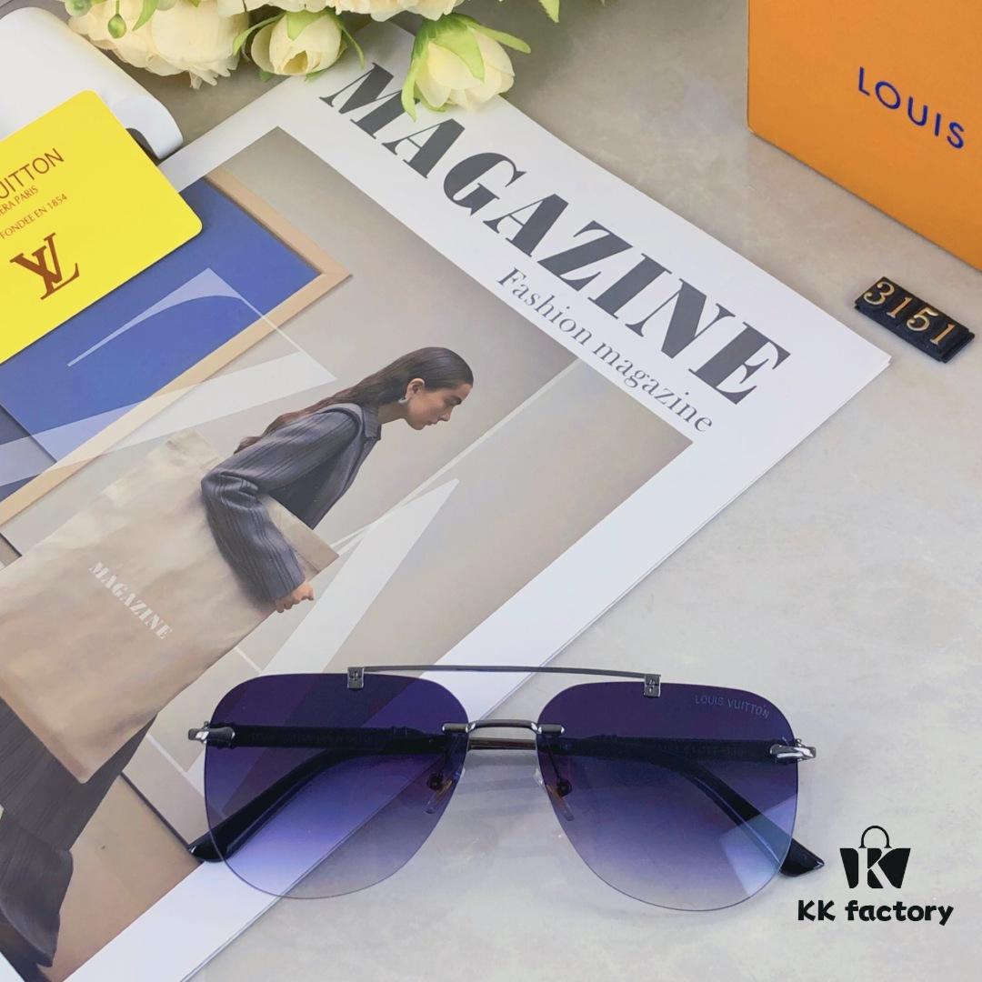 Louis Vuitton European and American Style Double-Bridge Frameless Sunglasses, Ins Aesthetic, High-End Fashion Round Sunnies, Influencer Street Snap Frog Eyewear