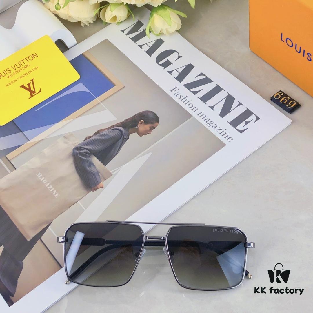 Louis Vuitton Men's Lightweight Aviator Sunglasses, Same Style as Guo Tianle's