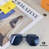 Louis Vuitton Metal Double-Bar Men's Aviator Sunglasses, Stylish Black Polarized UV-Protective Shades