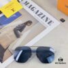 Louis Vuitton Metal Double-Bar Men's Aviator Sunglasses, Stylish Black Polarized UV-Protective Shades