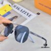 Louis Vuitton Metal Double-Bar Men's Aviator Sunglasses, Stylish Black Polarized UV-Protective Shades