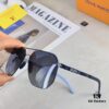 Louis Vuitton Metal Double-Bar Men's Aviator Sunglasses, Stylish Black Polarized UV-Protective Shades