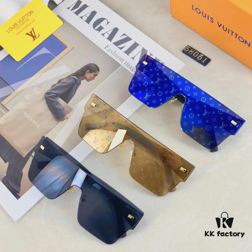 Louis Vuitton Korean-Style Retro Oversized Square Sunglasses, Fashionable Unisex Slimming Sunglasses, One-Piece Influencer Style Shades