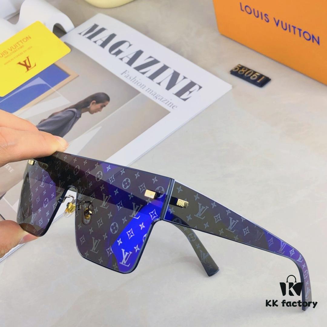 Louis Vuitton Korean-Style Retro Oversized Square Sunglasses, Fashionable Unisex Slimming Sunglasses, One-Piece Influencer Style Shades