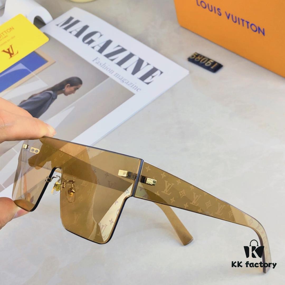 Louis Vuitton Korean-Style Retro Oversized Square Sunglasses, Fashionable Unisex Slimming Sunglasses, One-Piece Influencer Style Shades