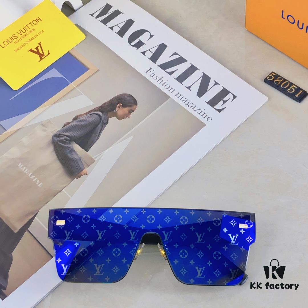 Louis Vuitton Korean-Style Retro Oversized Square Sunglasses, Fashionable Unisex Slimming Sunglasses, One-Piece Influencer Style Shades