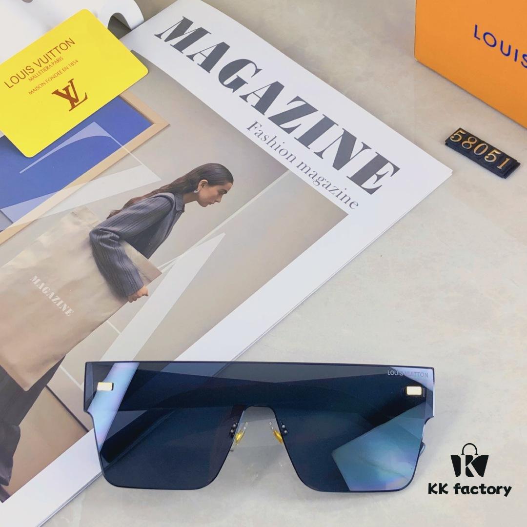 Louis Vuitton Korean-Style Retro Oversized Square Sunglasses, Fashionable Unisex Slimming Sunglasses, One-Piece Influencer Style Shades
