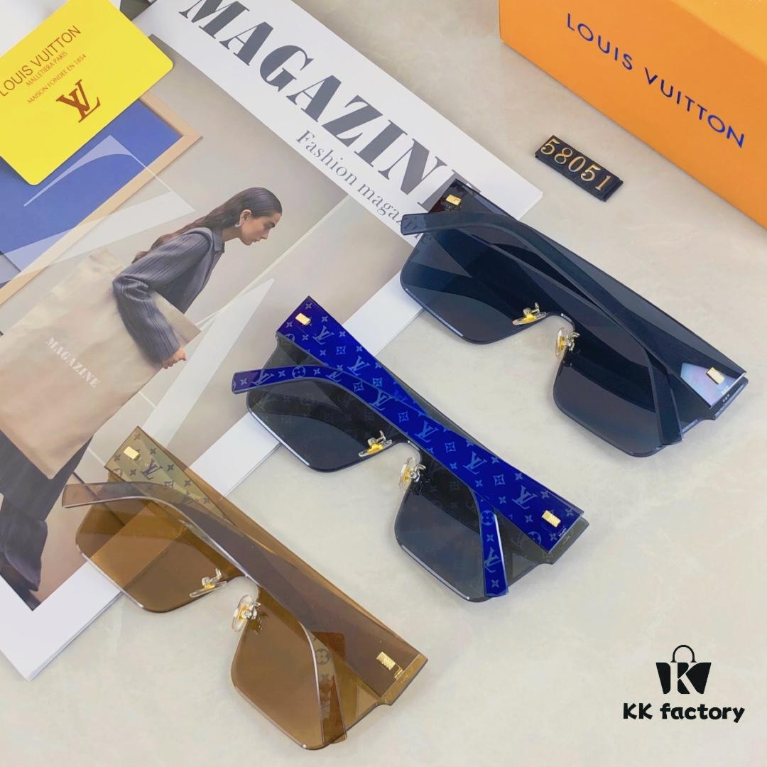 Louis Vuitton Korean-Style Retro Oversized Square Sunglasses, Fashionable Unisex Slimming Sunglasses, One-Piece Influencer Style Shades
