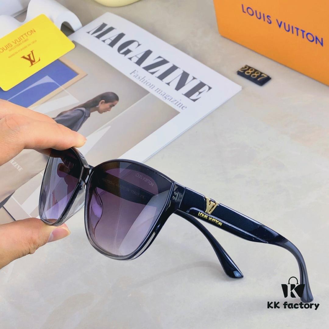 Louis Vuitton Korean-style Chic Cat-Eye Sunglasses for Women, 2025 New Arrival Vintage UV-Protective Designer Shades, Fashionable and Trendy Eyewear